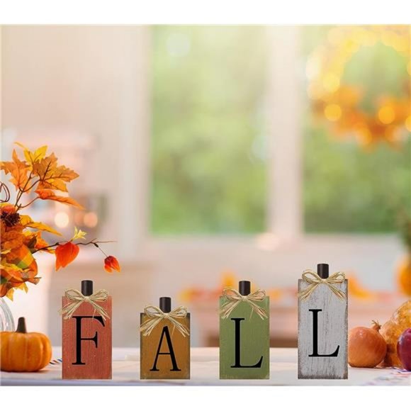 Thanksgiving Fall Signs Wooden Table Sign Vintage Farmhouse Fall Block Sign - Picture 7 of 7